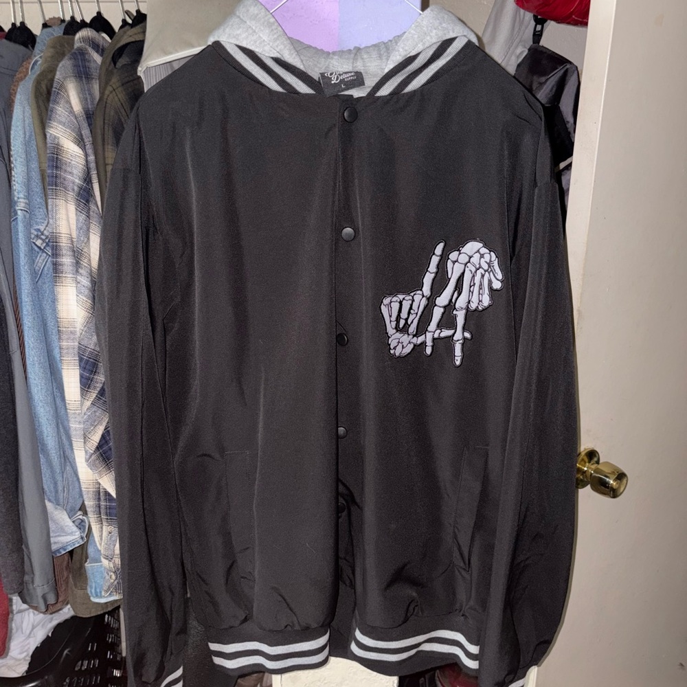 Original Deluxe Black LA Jacket with Gray Hood